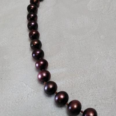 Cranberry Pearls 19" Necklace 14K Clasp