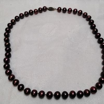 Cranberry Pearls 19" Necklace 14K Clasp