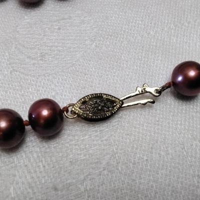 Cranberry Pearls 19" Necklace 14K Clasp