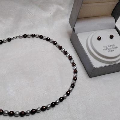 6 mm Cranberry and Silver Cultured Freshwater Pearl Set