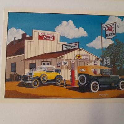 Four Lithographs of Classic Automobiles throughout American History Stan Cline