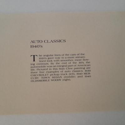 Four Lithographs of Classic Automobiles throughout American History Stan Cline