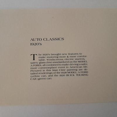 Four Lithographs of Classic Automobiles throughout American History Stan Cline