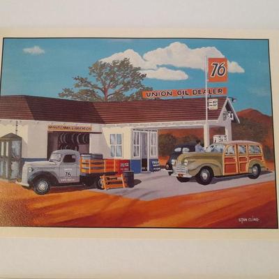 Four Lithographs of Classic Automobiles throughout American History Stan Cline