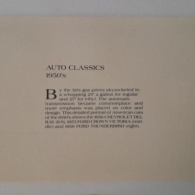 Four Lithographs of Classic Automobiles throughout American History Stan Cline