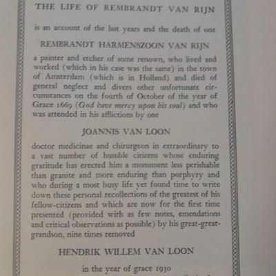 Masters of the Arts Lithographs and Van Loon R.v.R. The life of Rembrandt Hardback book