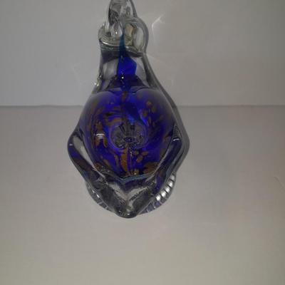 Vintage Blue and gold Murano glass Duck
