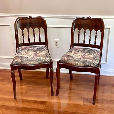 Pair (2) ~ Mahogany Victorian Chairs