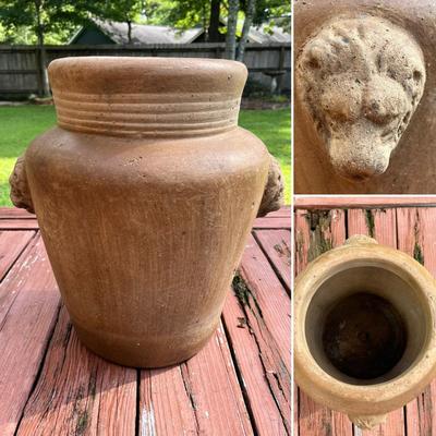 Pair (2) ~ Lion Terracotta Pots