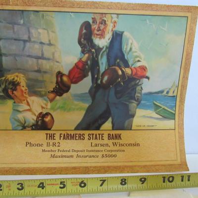 Vintage Farmer's State Bank Advertising, and Original Stationary, and 1962 WI Rural Artists Calendar