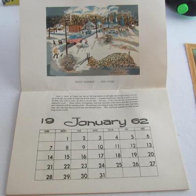 Vintage Farmer's State Bank Advertising, and Original Stationary, and 1962 WI Rural Artists Calendar