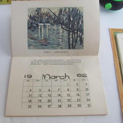 Vintage Farmer's State Bank Advertising, and Original Stationary, and 1962 WI Rural Artists Calendar