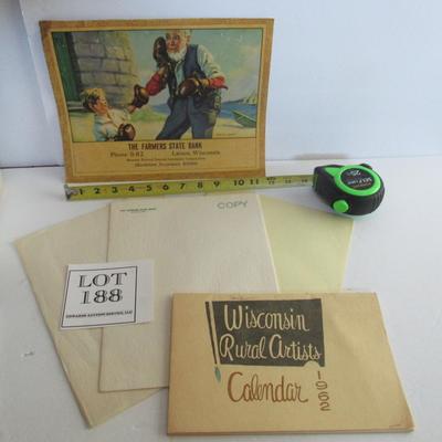 Vintage Farmer's State Bank Advertising, and Original Stationary, and 1962 WI Rural Artists Calendar