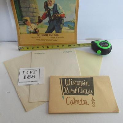 Vintage Farmer's State Bank Advertising, and Original Stationary, and 1962 WI Rural Artists Calendar