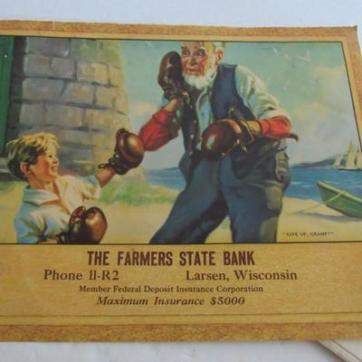Vintage Farmer's State Bank Advertising, and Original Stationary, and 1962 WI Rural Artists Calendar
