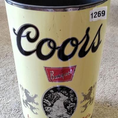 Vintage Coors Trash Can