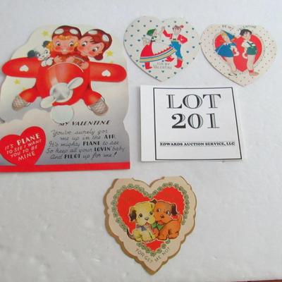 Lot of 4 Cute Vintage Valentines, Mechanical Airplane