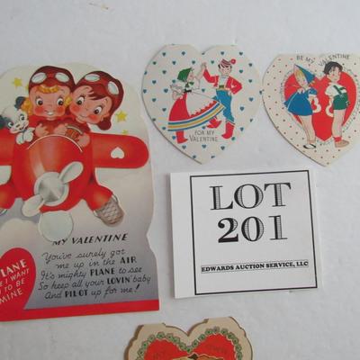 Lot of 4 Cute Vintage Valentines, Mechanical Airplane