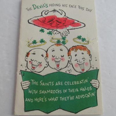 Vintage Dennison St Patricks Day Sticker Booklet, Shamrock Stickers and Old Unused St P Card