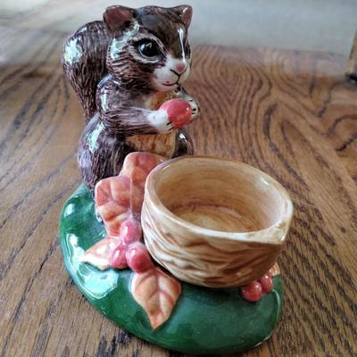 Squirrel Acorn Votive Candle Holder Avon Ceramic Natureâ€™s Friend Tealight Candle Figurine