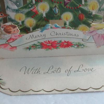 Vintage Large Rust Craft Fold Down Christmas Card and Small Old Card