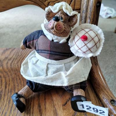 Russ Thanksgiving Bear Josette Holding a Pie