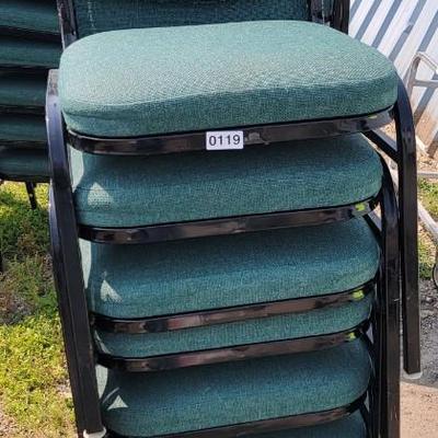 8 Padded Green chairs.