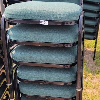 8 Padded Green chairs.