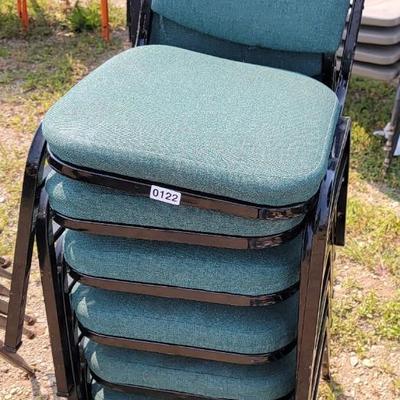 6 Padded Green chairs.