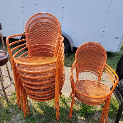 12 Orange Metal chairs