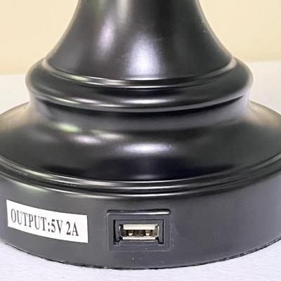 Black Metal Table Lamp ~ 3-Way Switch ~ USB Port