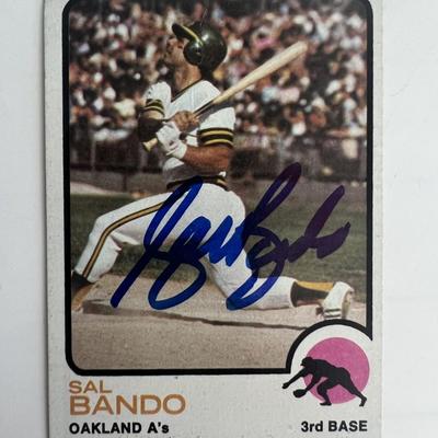 AUTOGRAPHED SAL BANDO 8X10 Oakland A's Photo