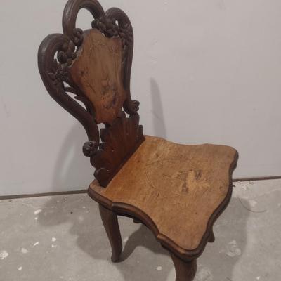 Antique 19th Century German Black Forest Child's Music Box Chair Working Condition