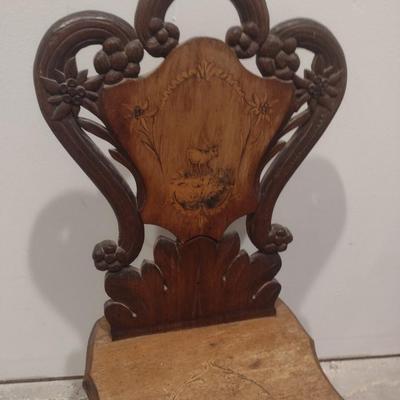 Antique 19th Century German Black Forest Child's Music Box Chair Working Condition