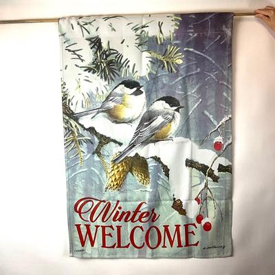 688 Winter Welcome Silk Screen Flag by A. Sakhanarz