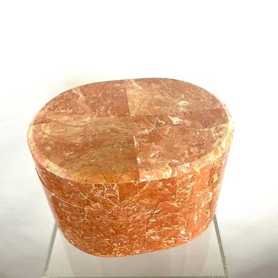 703 Large Oval Polished Marble Box