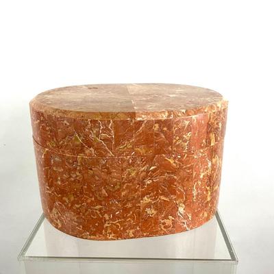 703 Large Oval Polished Marble Box