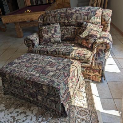 Library Themed Loveseat and Ottoman