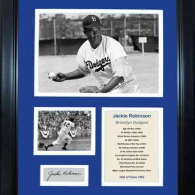 JACKIE ROBINSON SIGNED DISPLAY  HALL OF FAMER PLAQUE