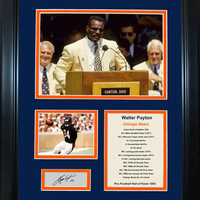 WALTER PAYTON SIGNED DISPLAY  HALL OF FAMER PLAQUE
