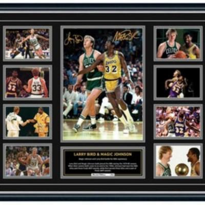 MAGIC AND BIRD SIGNED DISPLAY  HALL OF FAMER PLAQUE