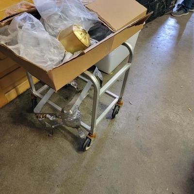 Steel rack on wheels with everything on top