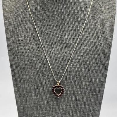925 Gold Toned Heart Pendant Necklace