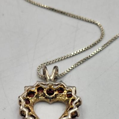 925 Gold Toned Heart Pendant Necklace