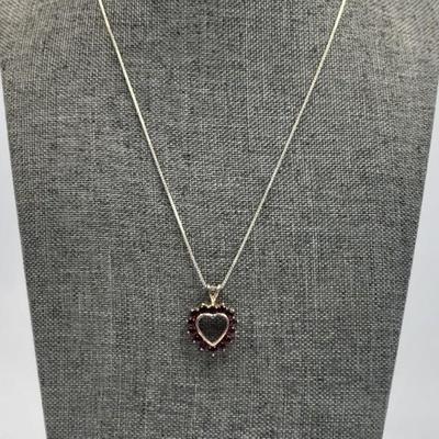 925 Gold Toned Heart Pendant Necklace