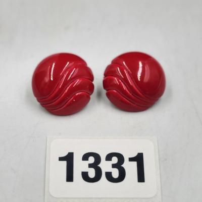 Red Clip On Earrings