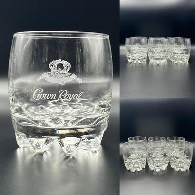 Vtg. Crown Royal Rock Glasses ~ Six (6)