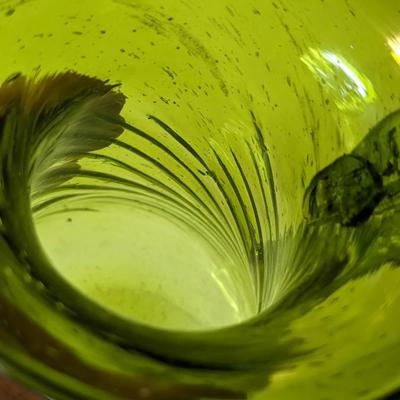 Early Green Hand Blown Spiral Pitcher