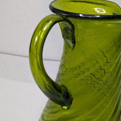 Early Green Hand Blown Spiral Pitcher