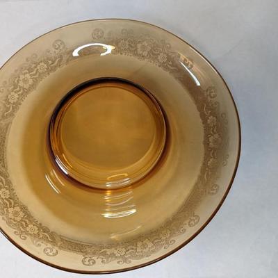 Fostoria Glass Vesper Amber Console Bowl 